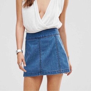 Free People Denim Blue Mini Skirt